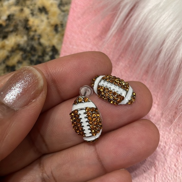 Betsy Johnson Rhinestone Football Earrings - Picture 12 of 17